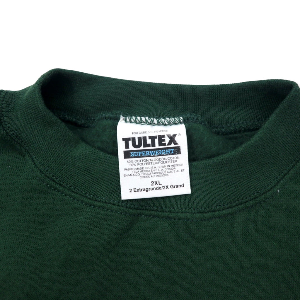 Felpa girocollo USA Made anni '90 TULTEX NFL ricamo 2XL verde in cotone felpato GREEN BAY PACKERS taglia grande