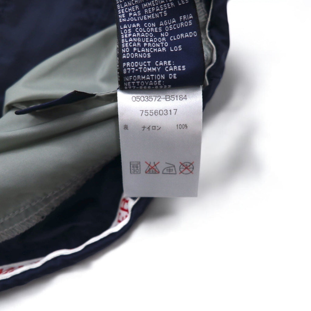 TOMMY HILFIGER 90年代 スタンドカラー ナイロンジャケット M ネイビー グレー リフレクター ライン