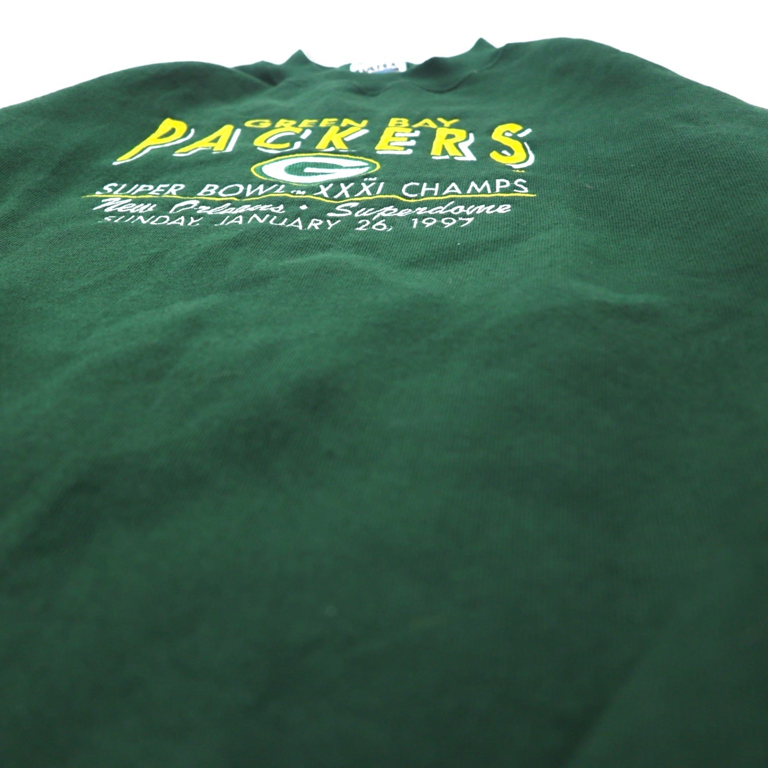 Felpa girocollo USA Made anni '90 TULTEX NFL ricamo 2XL verde in cotone felpato GREEN BAY PACKERS taglia grande