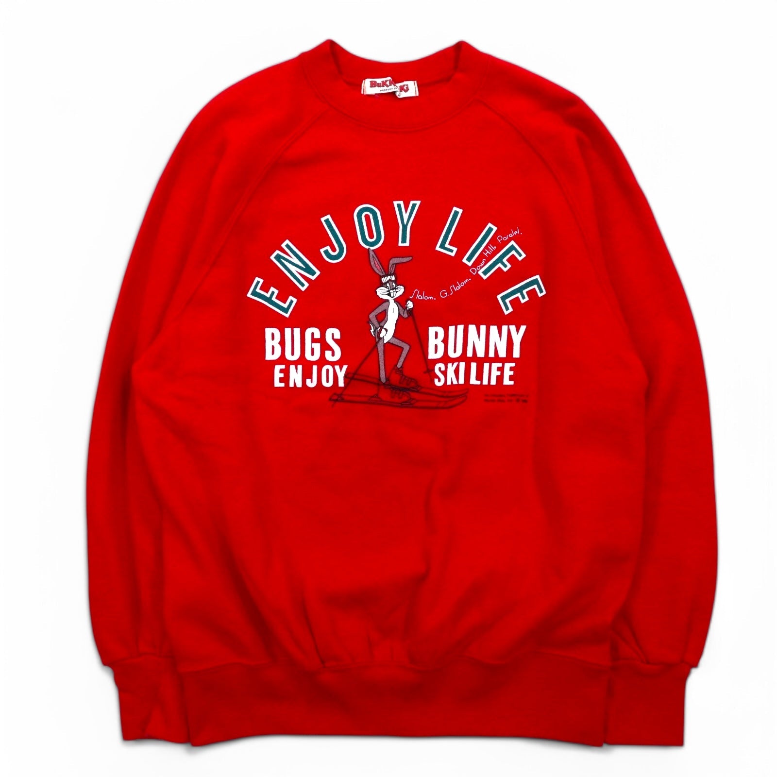 Warner Bros Anni '80 BUGS BUNNY Felpa con Stampa Personaggio S Rossa Cotone Bukky-Aki
