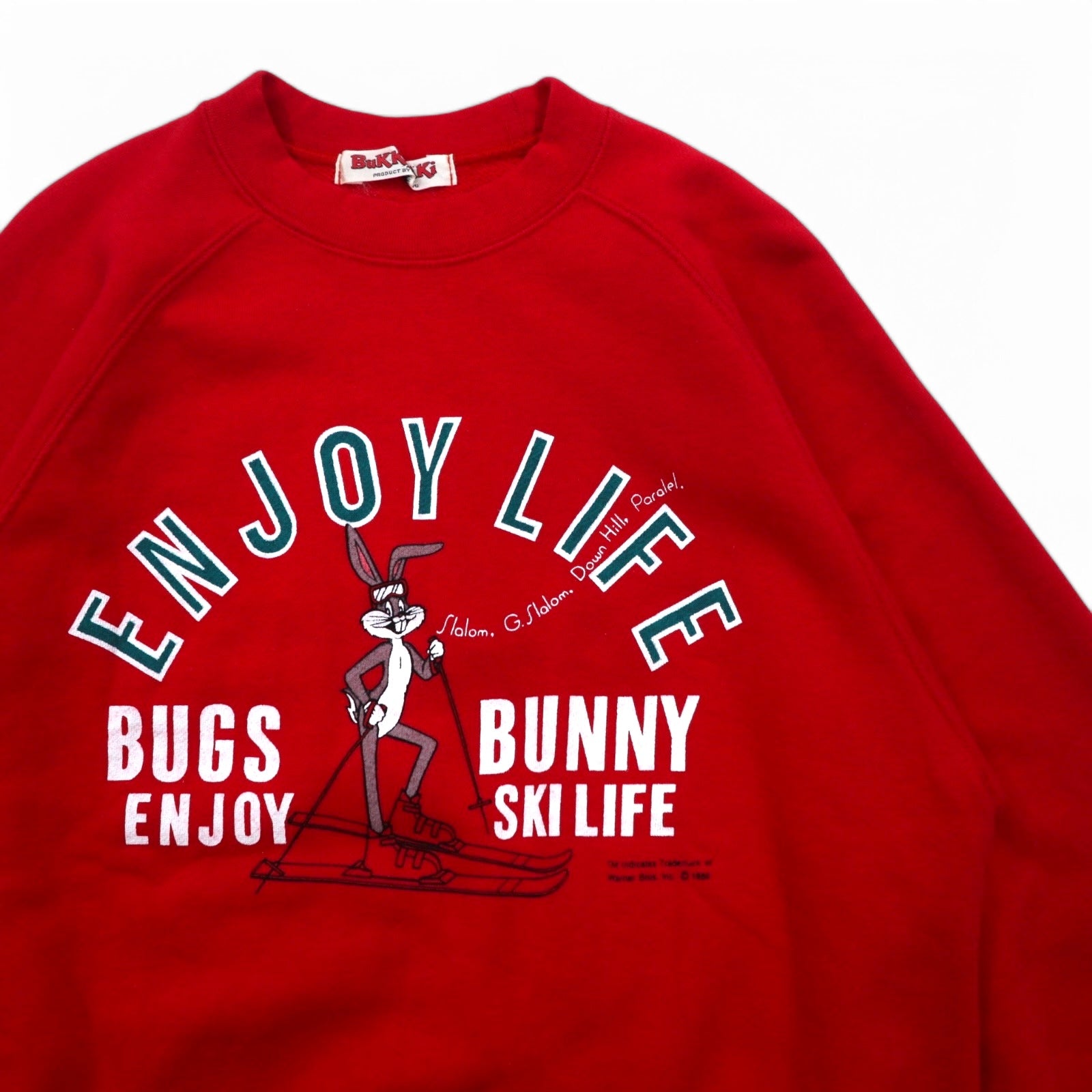 Warner Bros Anni '80 BUGS BUNNY Felpa con Stampa Personaggio S Rossa Cotone Bukky-Aki