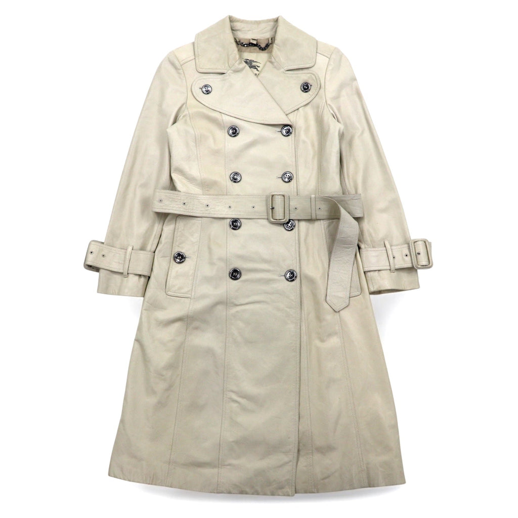 BURBERRY Trench in pelle di agnello M Avorio Pelle di pecora con cintura