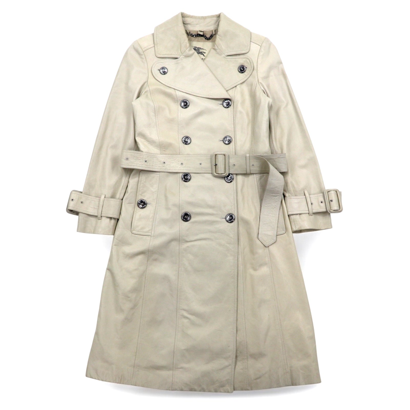 BURBERRY Trench in pelle di agnello M Avorio Pelle di pecora con cintura
