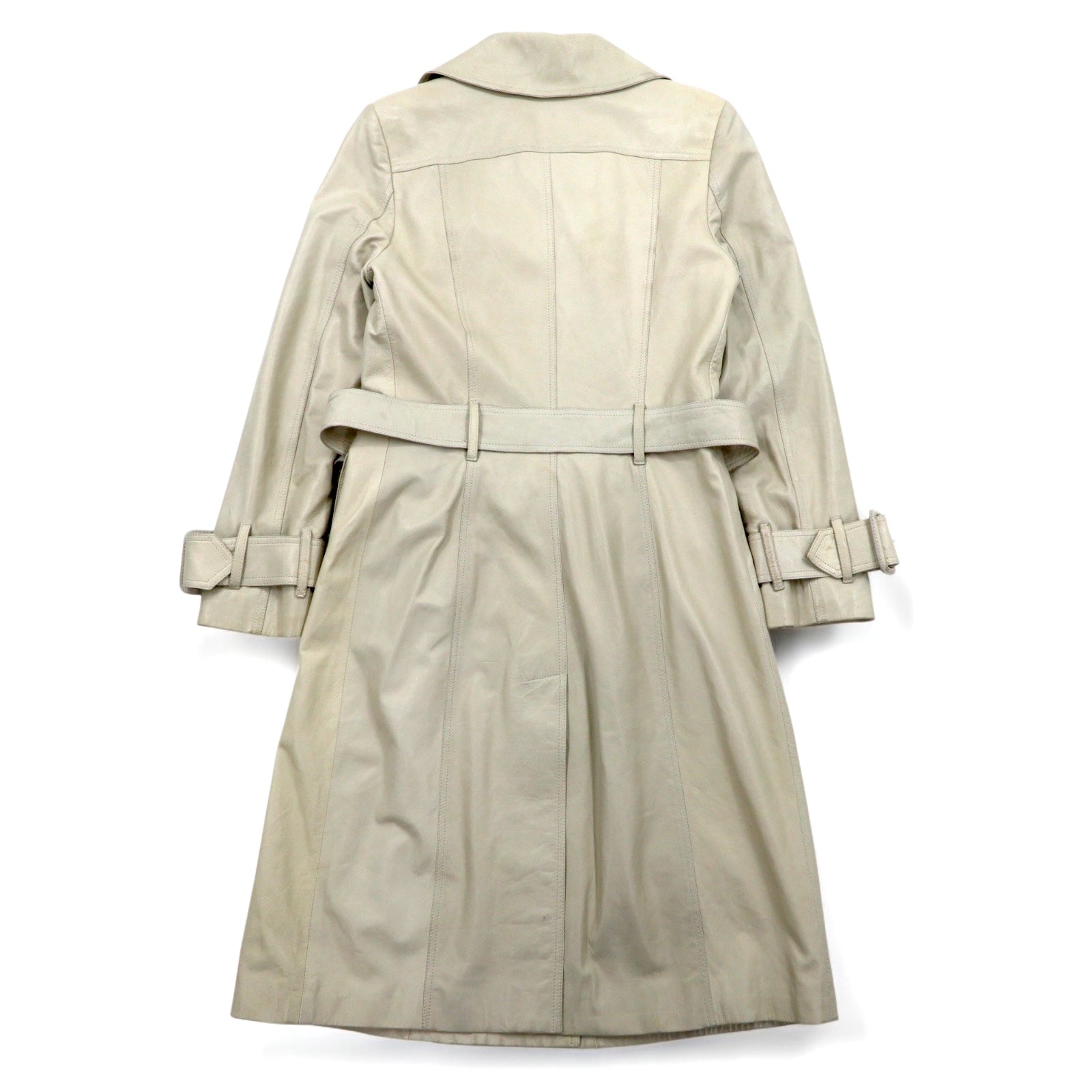 BURBERRY Trench in pelle di agnello M Avorio Pelle di pecora con cintura