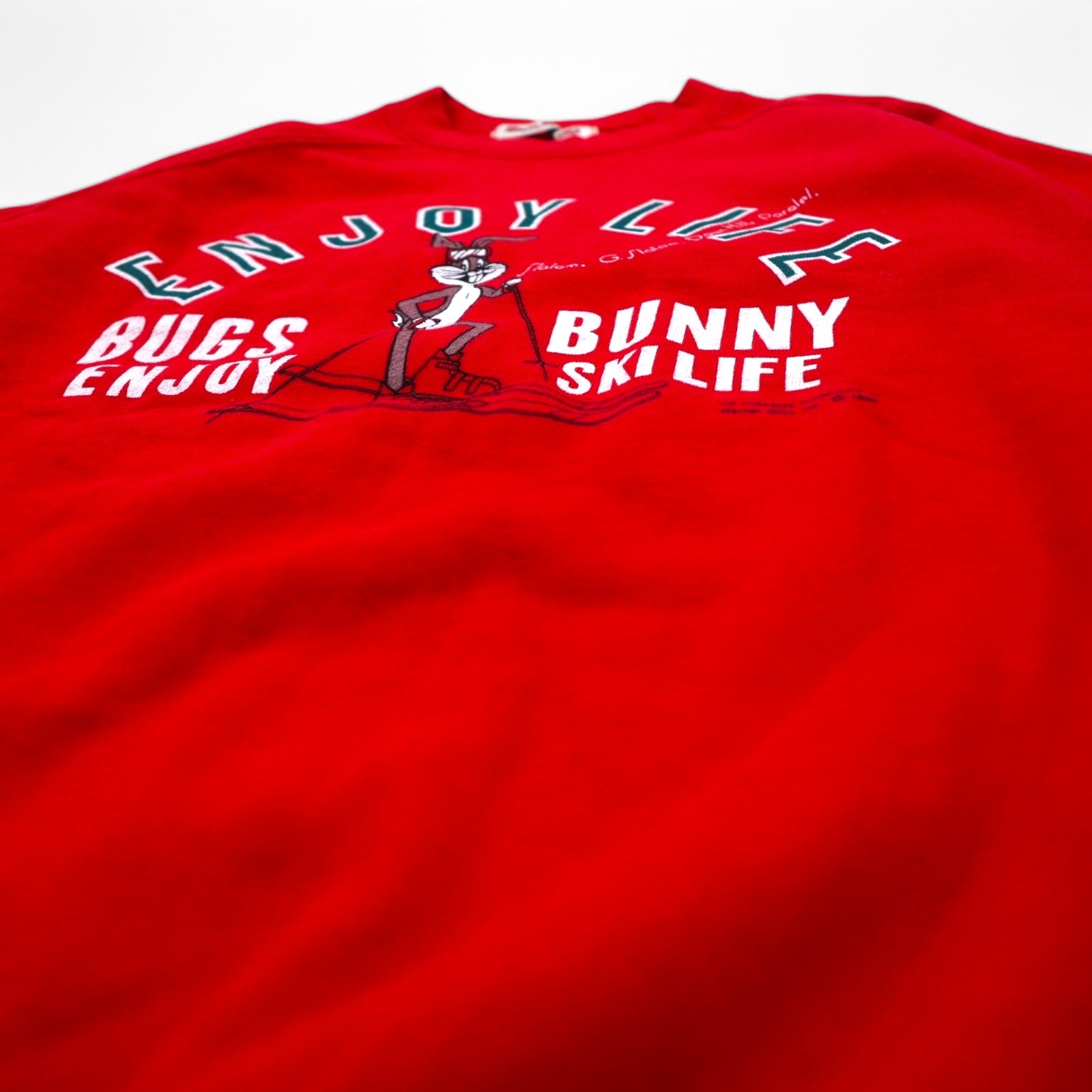 Warner Bros Anni '80 BUGS BUNNY Felpa con Stampa Personaggio S Rossa Cotone Bukky-Aki