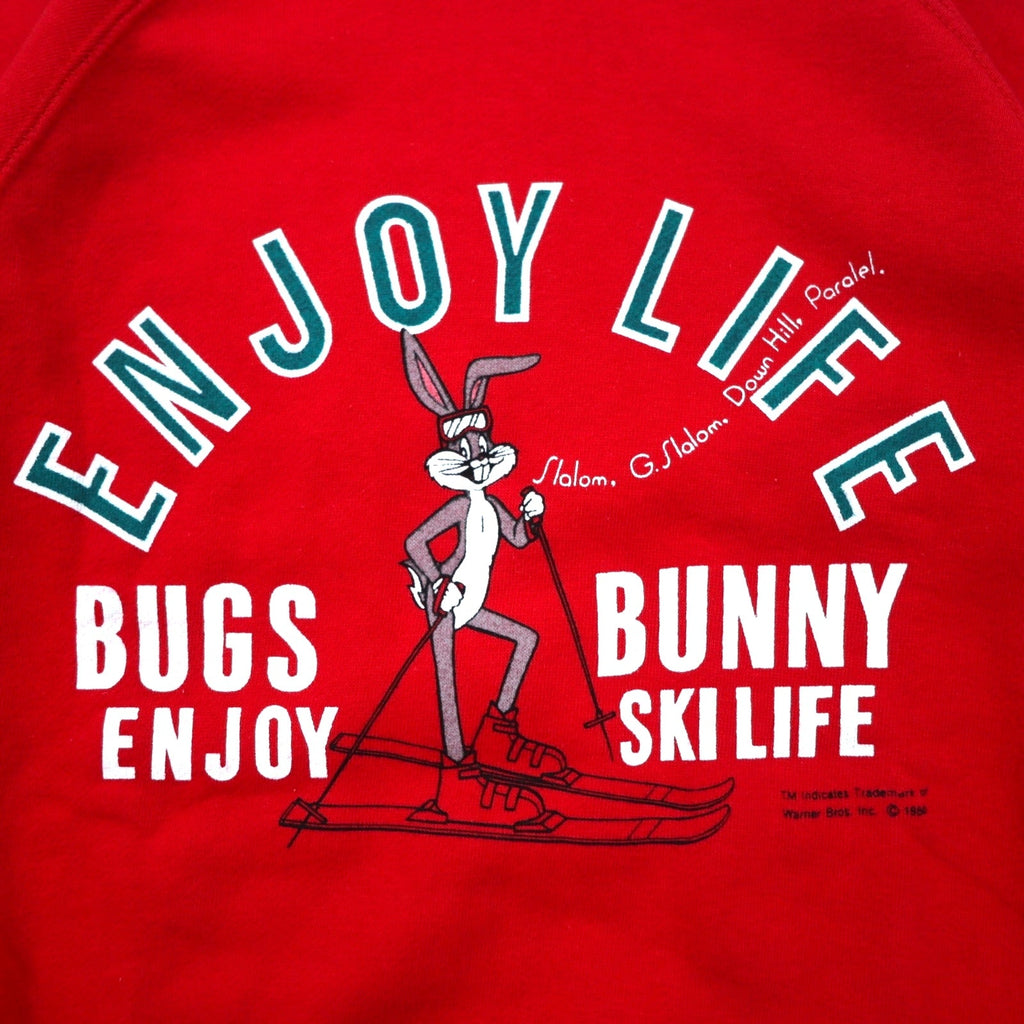 Warner Bros 80年代 BUGS BUNNY キャラクター プリント スウェット S レッド コットン Bukky-Aki