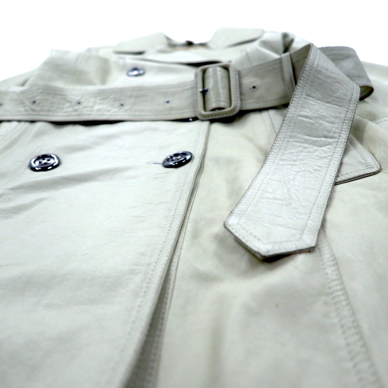 BURBERRY Trench in pelle di agnello M Avorio Pelle di pecora con cintura