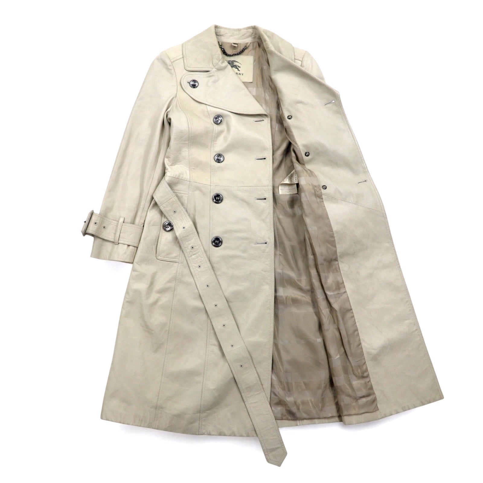 BURBERRY Trench in pelle di agnello M Avorio Pelle di pecora con cintura