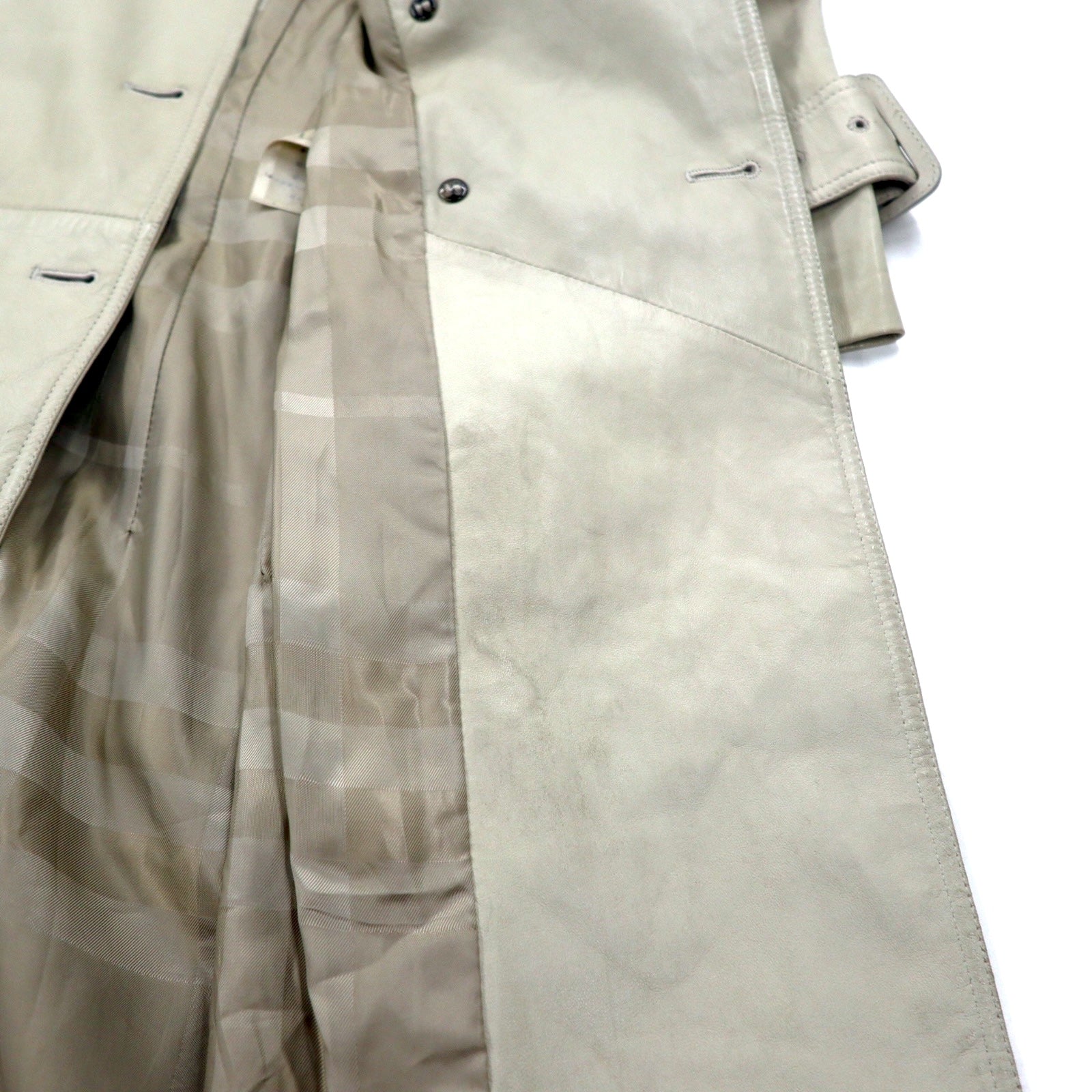 BURBERRY Trench in pelle di agnello M Avorio Pelle di pecora con cintura