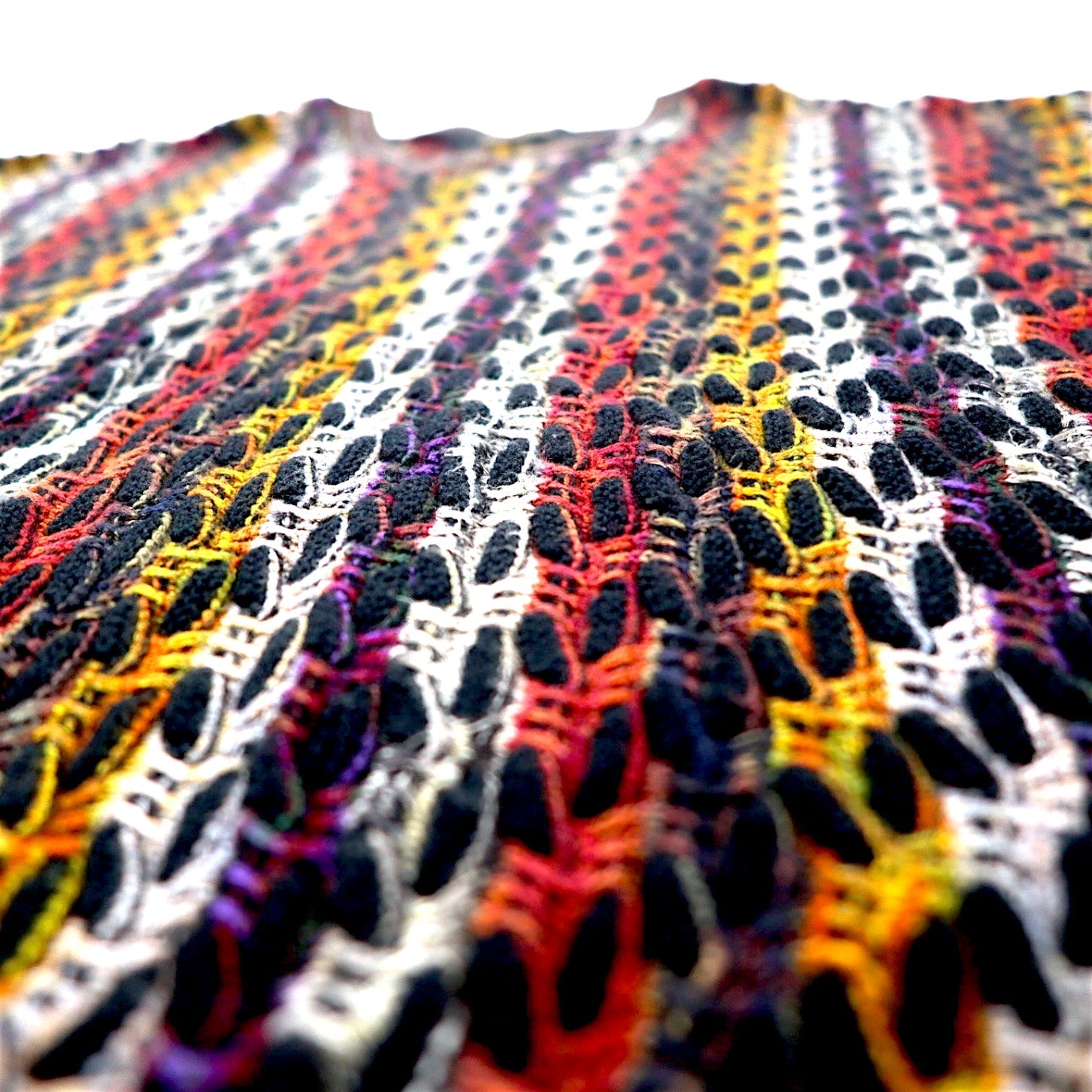 Maglione in maglia a trama grossa 3D di BACHRACH anni '90, fabbricato in Canada, taglia L, multicolor, fantasia all-over, cotone