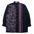Vintage 90s Japan Made Retro Shirt NOX HONOR ポリシャツ L ブラック ネイティブ柄 ポリエステル
