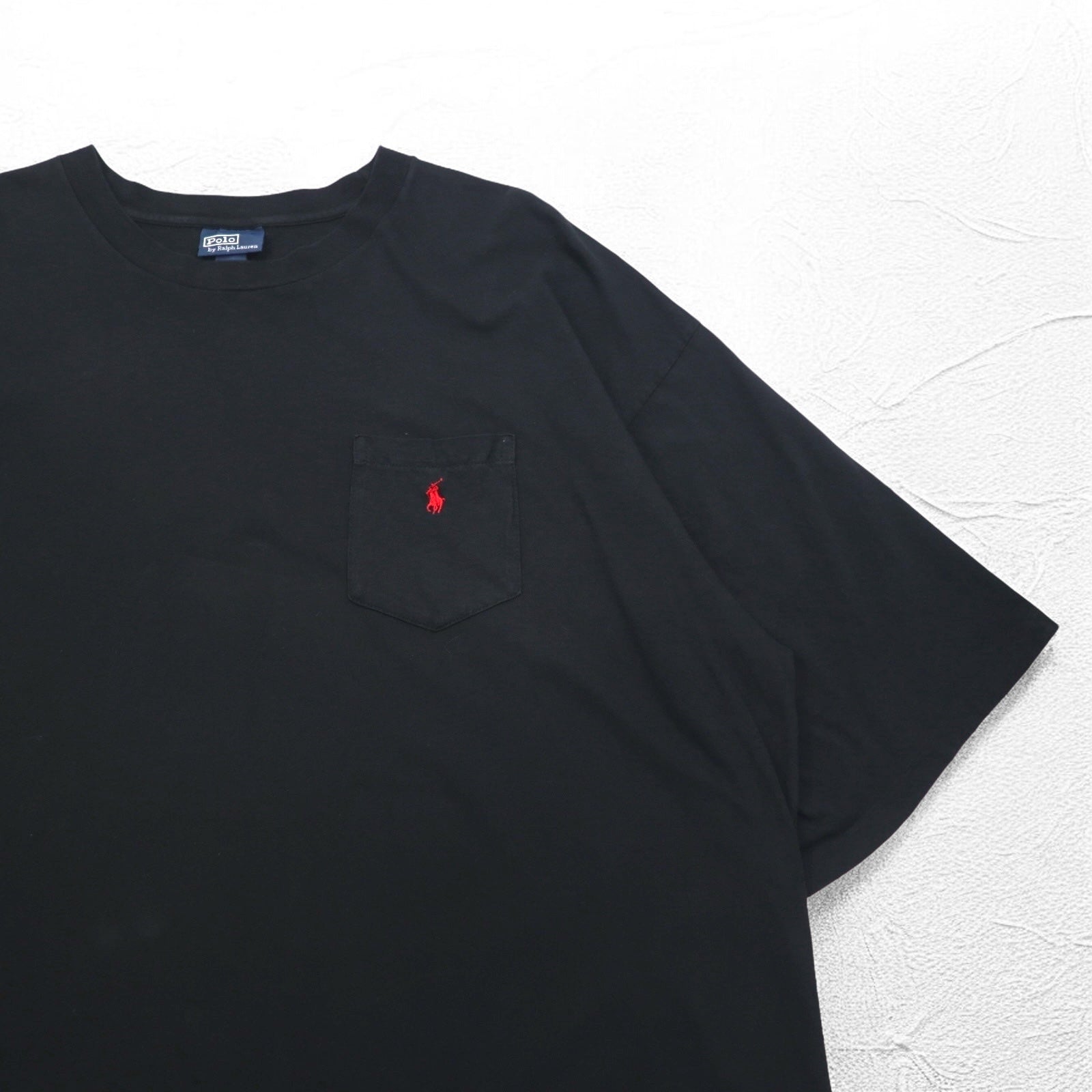Polo by Ralph Lauren anni '90 T-shirt con taschino taglia 3XL TALL nera con ricamo Small Pony prodotta in Honduras