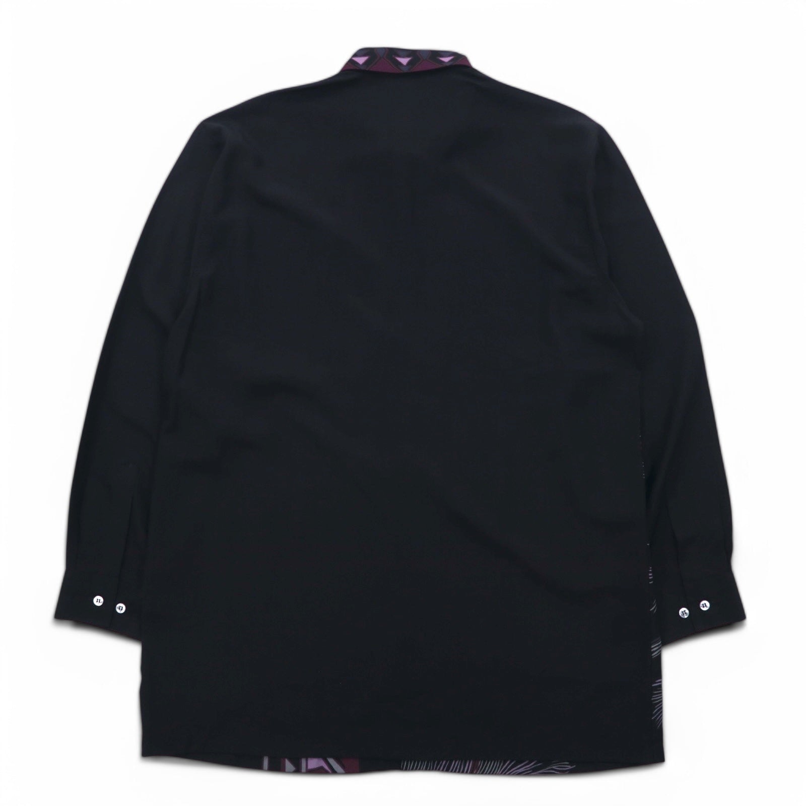 Vintage 90s Japan Made Retro Shirt NOX HONOR ポリシャツ L ブラック ネイティブ柄 ポリエステル