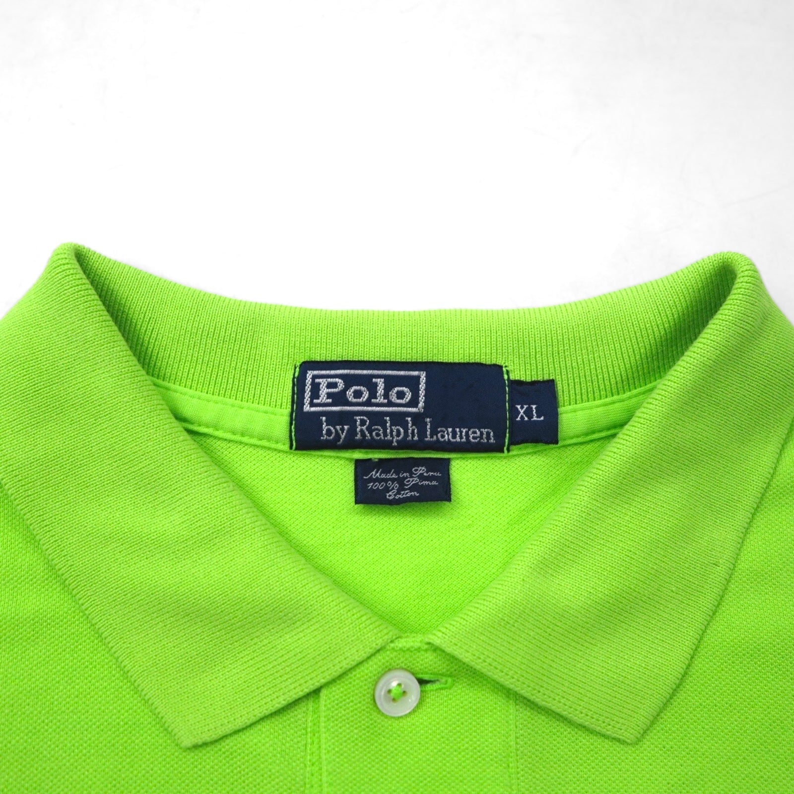 Polo by Ralph Lauren polo anni '90, taglia XL, verde, cotone, piquet, ricamo piccolo pony, prodotto in Perù