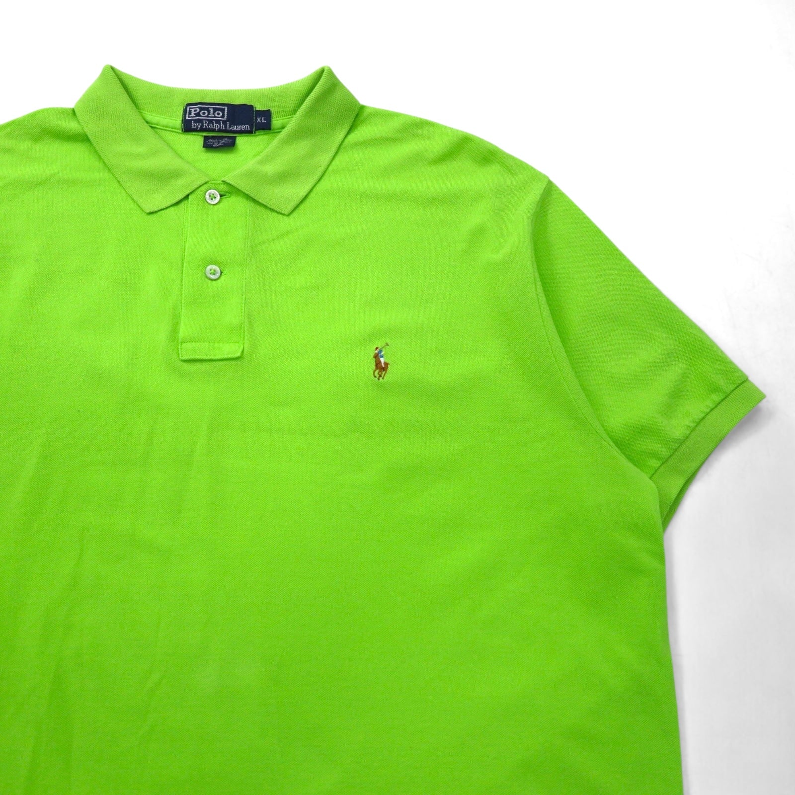 Polo by Ralph Lauren polo anni '90, taglia XL, verde, cotone, piquet, ricamo piccolo pony, prodotto in Perù