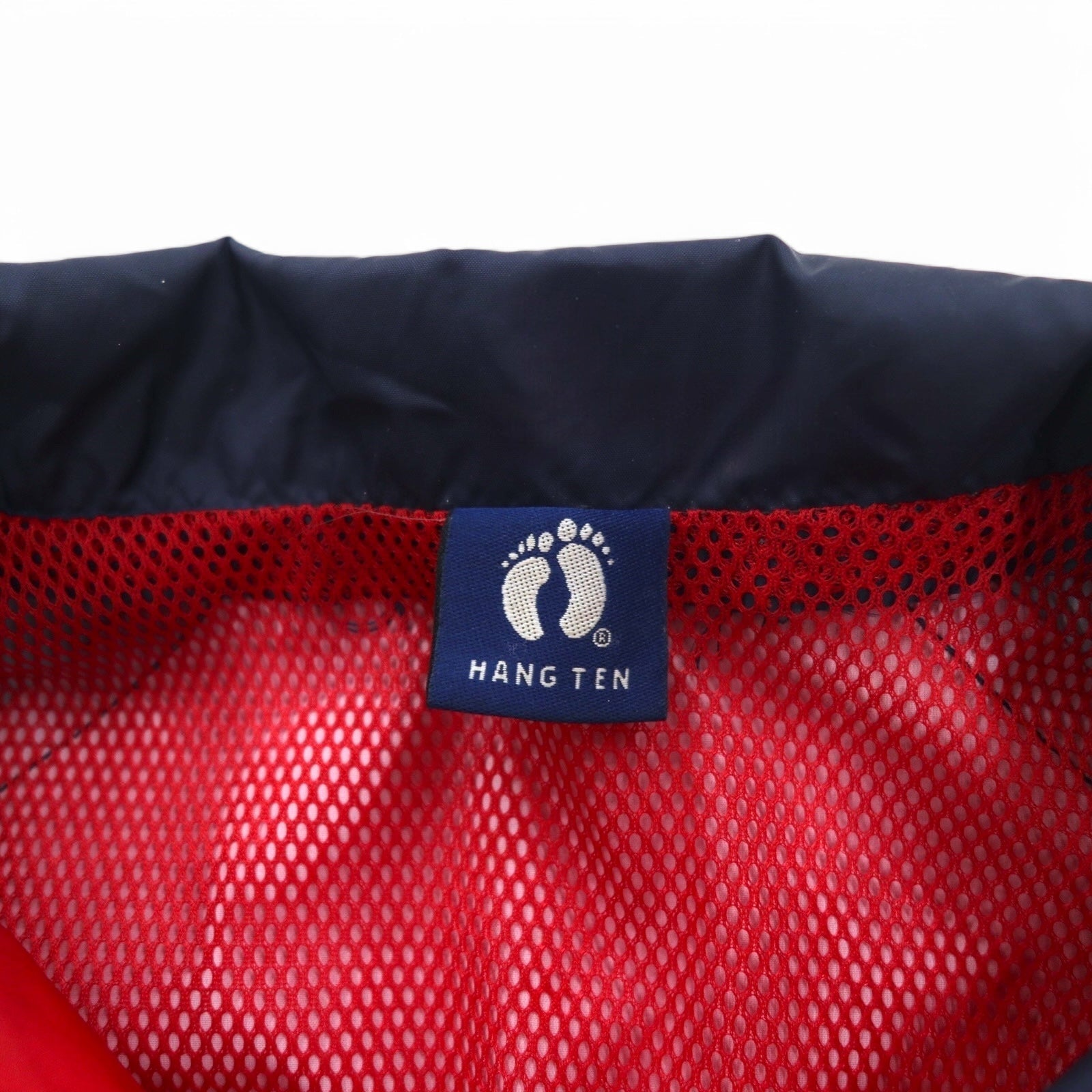 Giacca in nylon HANG TEN anni 2000, giacca da pista, tuta da ginnastica, taglia L, ricamo logo a punto singolo rosso