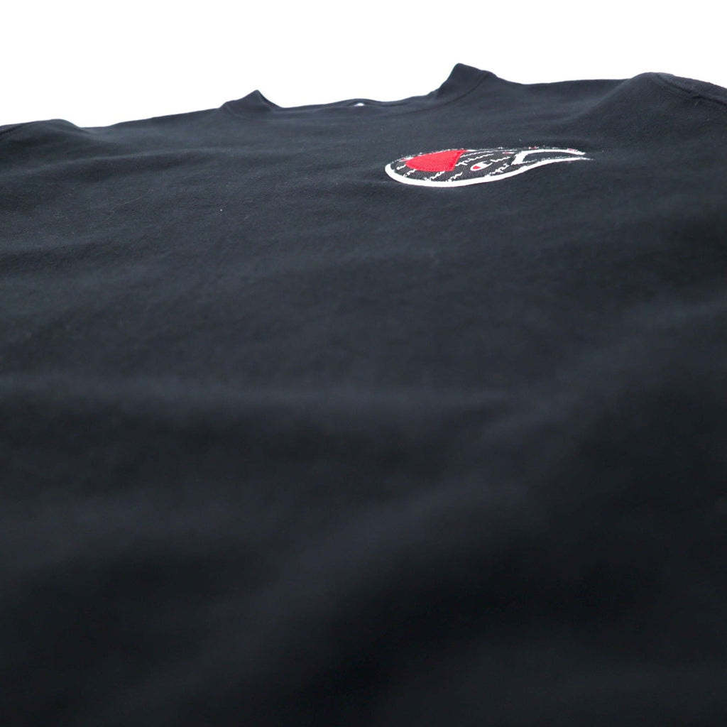 Champion Reverse Weave Felpa L Nera Cotone Logo Script Etichetta Blu Replica Made in Honduras