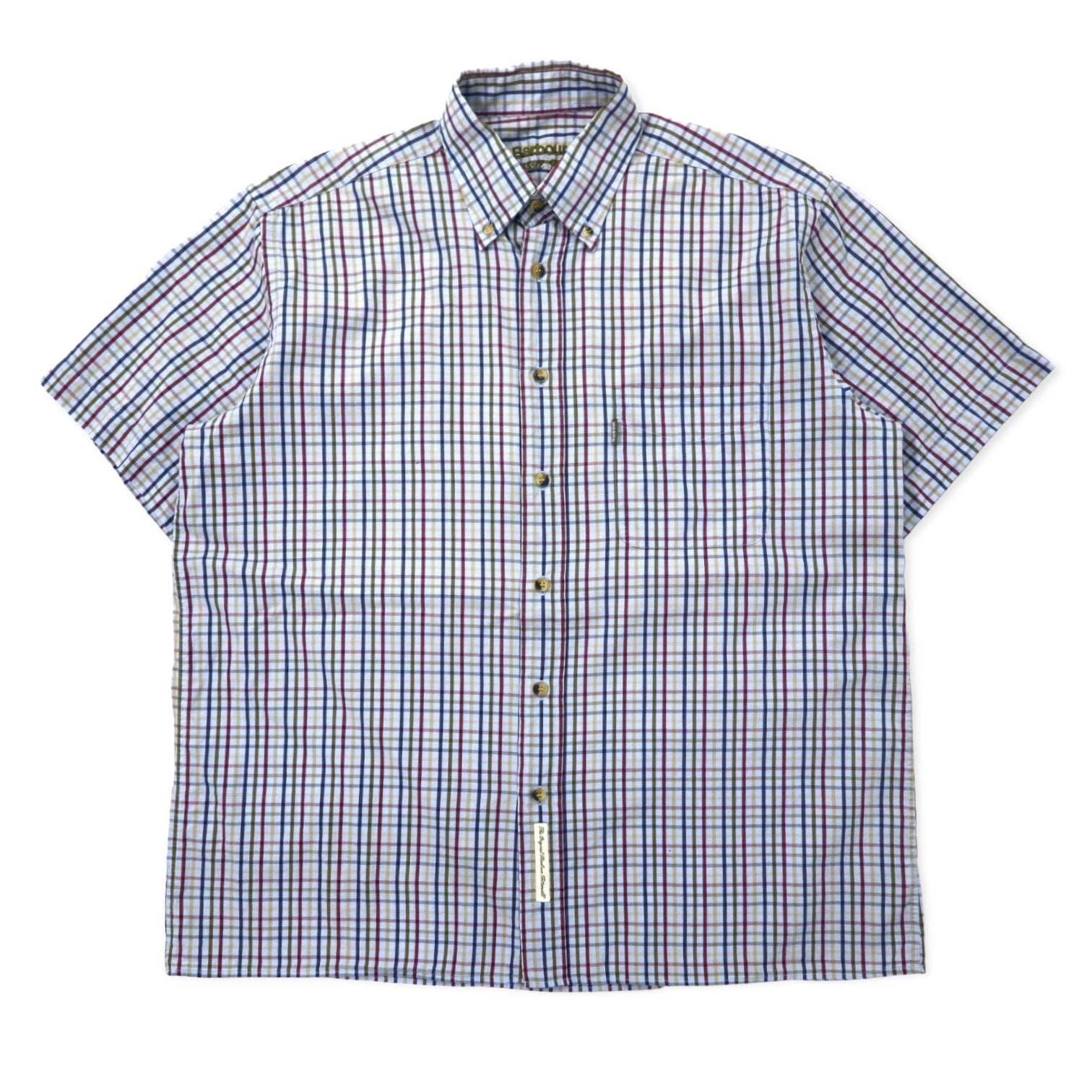 Camicia Barbour a maniche corte, button-down, taglia L, blu a quadri, in cotone, made in Portogallo