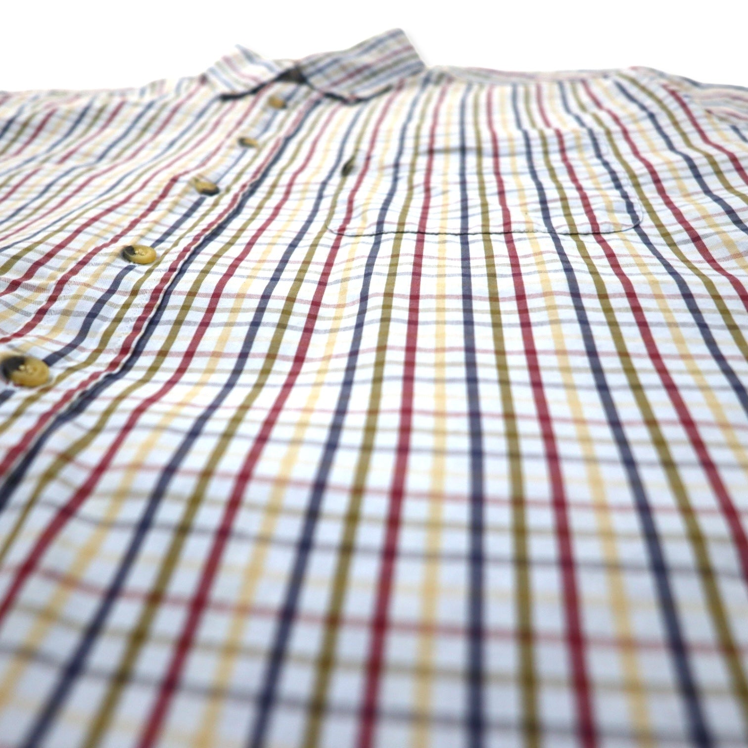 Camicia Barbour a maniche corte, button-down, taglia L, blu a quadri, in cotone, made in Portogallo