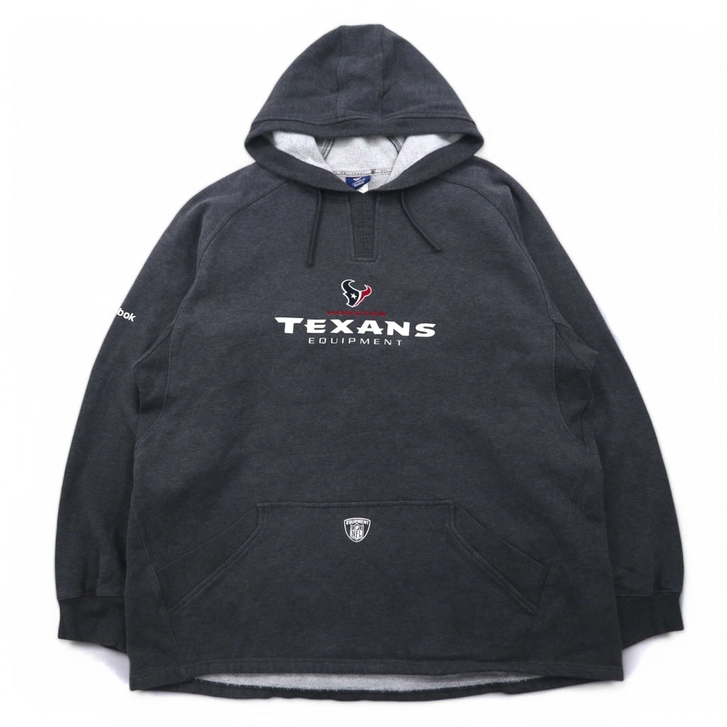 Felpa con cappuccio Reebok, pullover, 2XL, grigia, interno felpato, tasca frontale, NFL Houston Texans, taglia grande