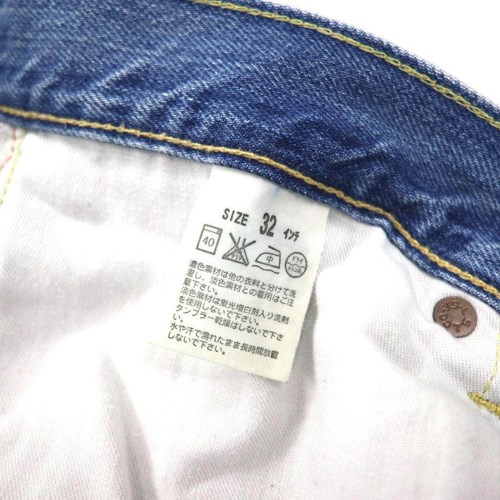 Levi's 503 Pantaloncini in denim, shorts a mezza gamba, taglia M, indaco blu, toppa in pelle, chiusura con cerniera, 503-0035