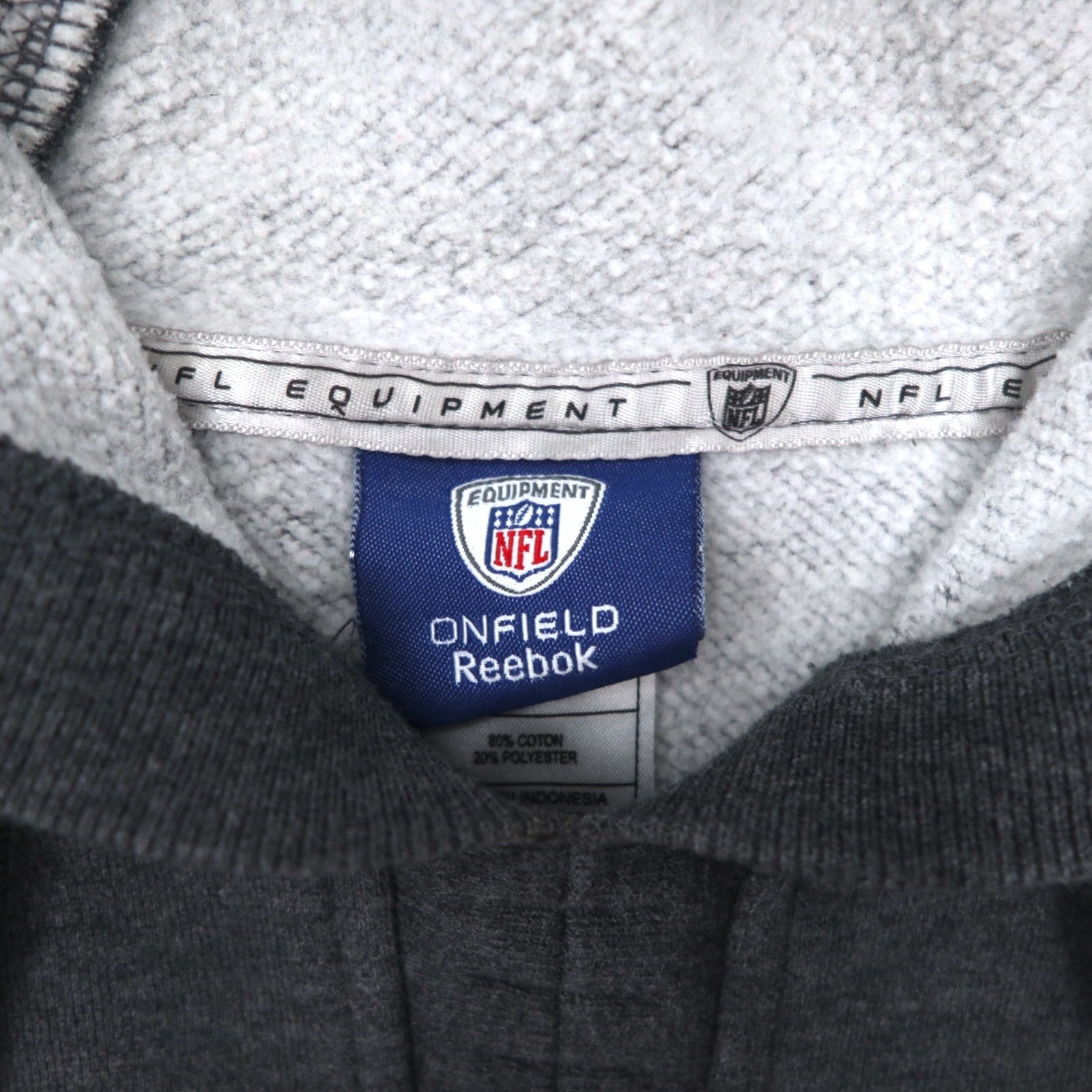 Felpa con cappuccio Reebok, pullover, 2XL, grigia, interno felpato, tasca frontale, NFL Houston Texans, taglia grande