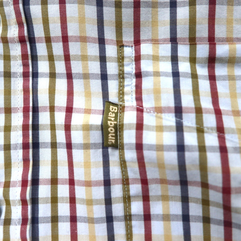 Camicia Barbour a maniche corte, button-down, taglia L, blu a quadri, in cotone, made in Portogallo