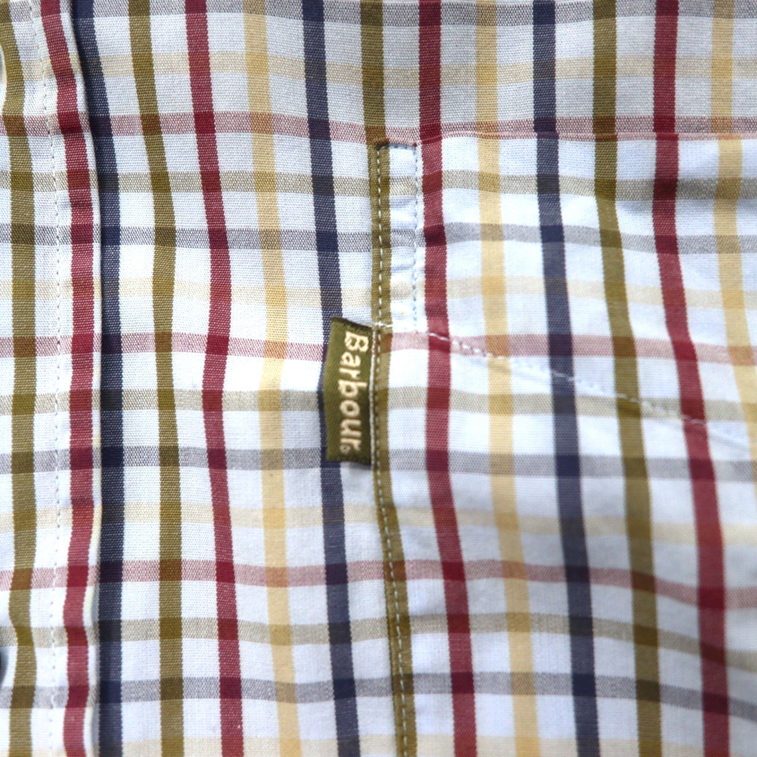 Camicia Barbour a maniche corte, button-down, taglia L, blu a quadri, in cotone, made in Portogallo