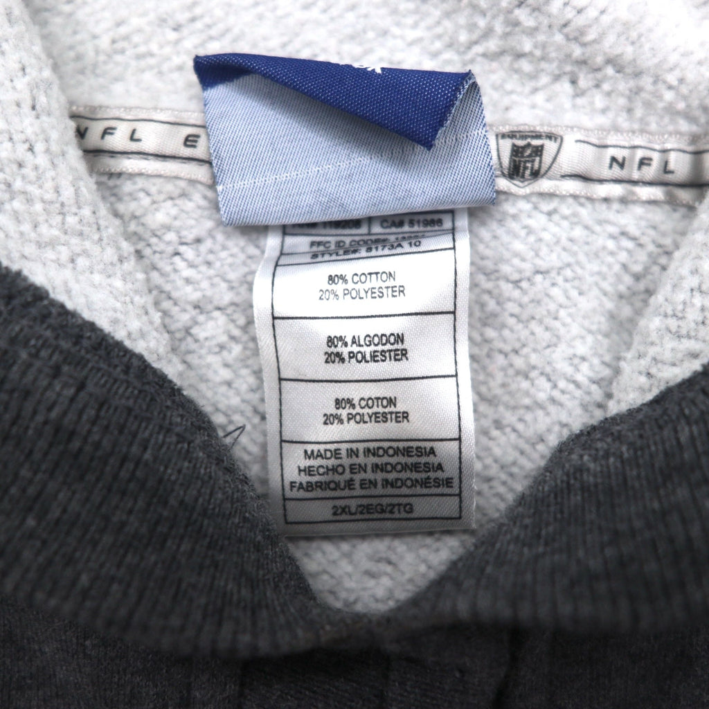 Felpa con cappuccio Reebok, pullover, 2XL, grigia, interno felpato, tasca frontale, NFL Houston Texans, taglia grande