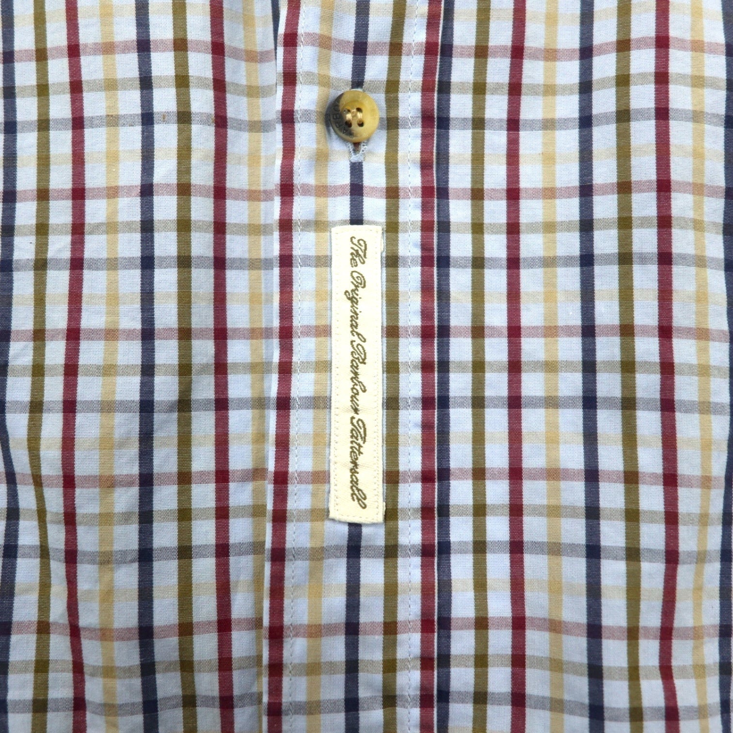 Camicia Barbour a maniche corte, button-down, taglia L, blu a quadri, in cotone, made in Portogallo