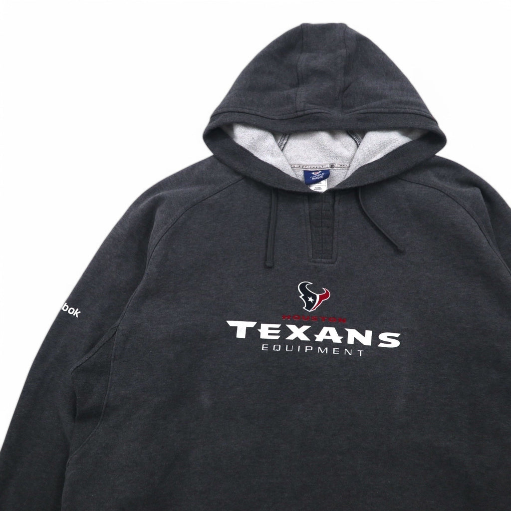 Felpa con cappuccio Reebok, pullover, 2XL, grigia, interno felpato, tasca frontale, NFL Houston Texans, taglia grande