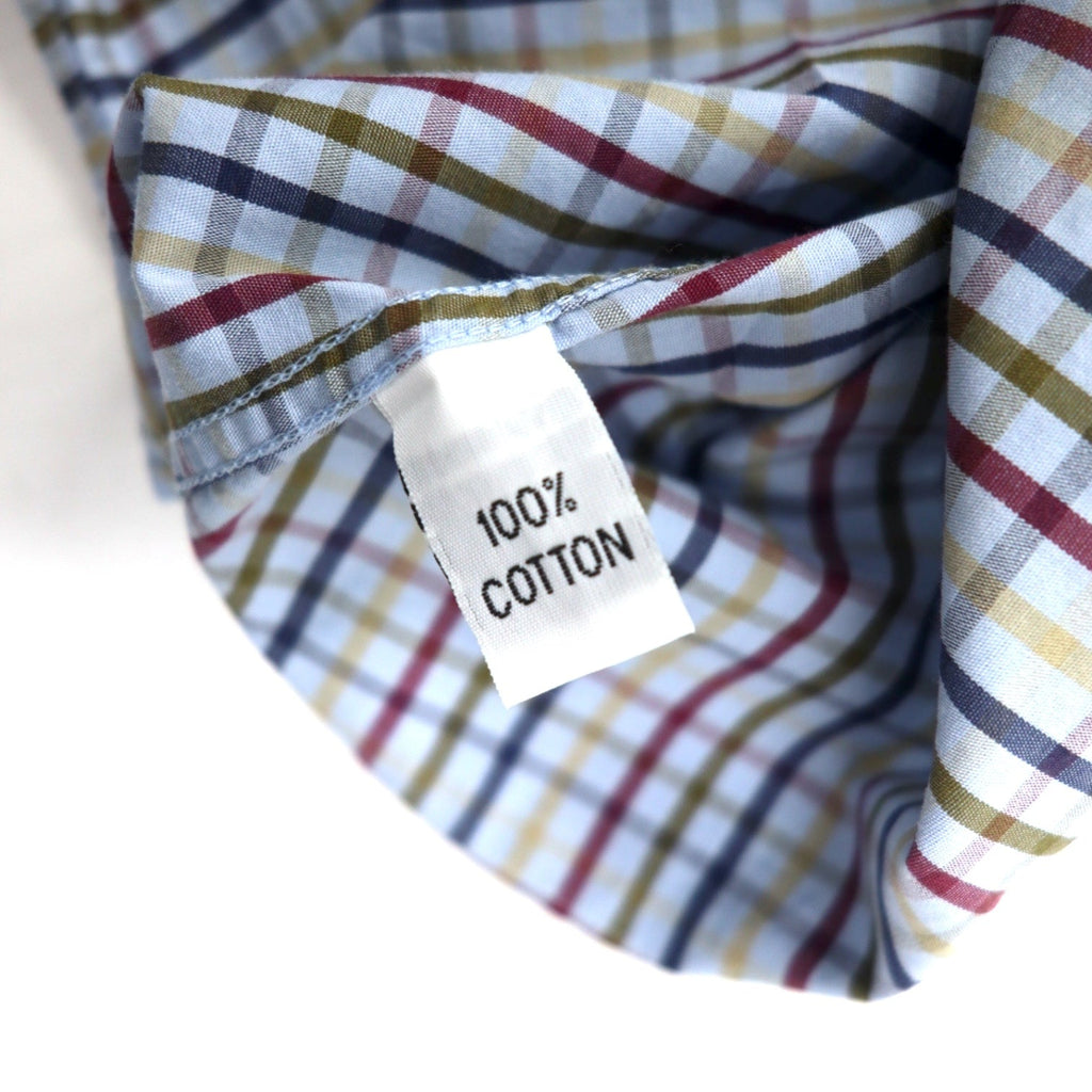 Camicia Barbour a maniche corte, button-down, taglia L, blu a quadri, in cotone, made in Portogallo