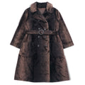 Vintage 60s Fur Coat Style by Fairmoorフランス製 60年代 ダブルブレスト ファーコート FREE ブラウン 毛皮 ベルト付き