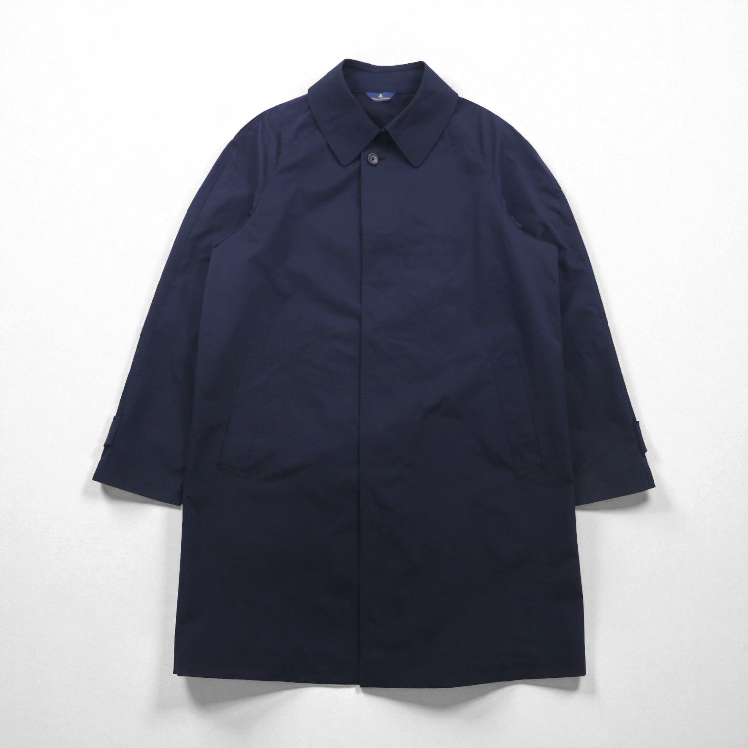 Brooks Brothers バルマカーン ステンカラーコート L ネイビー 比翼 チンストラップ