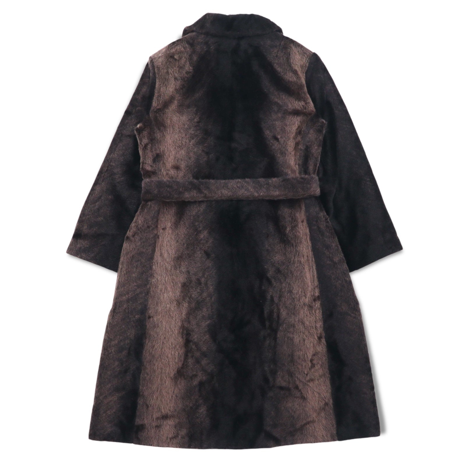 Vintage anni '60 Cappotto di pelliccia stile Fairmoor - Cappotto di pelliccia doppiopetto anni '60 made in France, taglia unica, marrone, con cintura