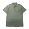BURBERRY Polo L Verde Khaki Cotone Piqué Taschino sul petto Logo ricamato