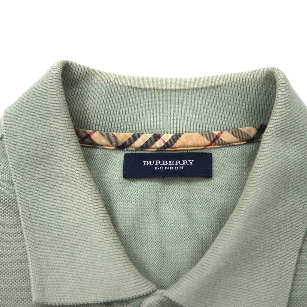 BURBERRY Polo L Verde Khaki Cotone Piqué Taschino sul petto Logo ricamato