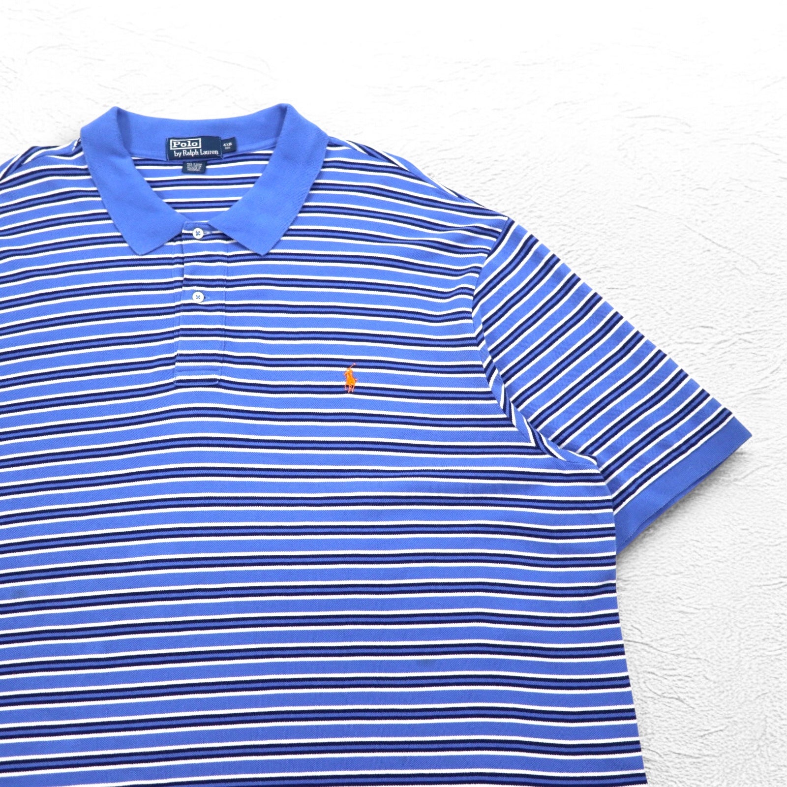 Polo Ralph Lauren Polo a righe 4XL BIG blu Taglia grande Ricamo piccolo pony