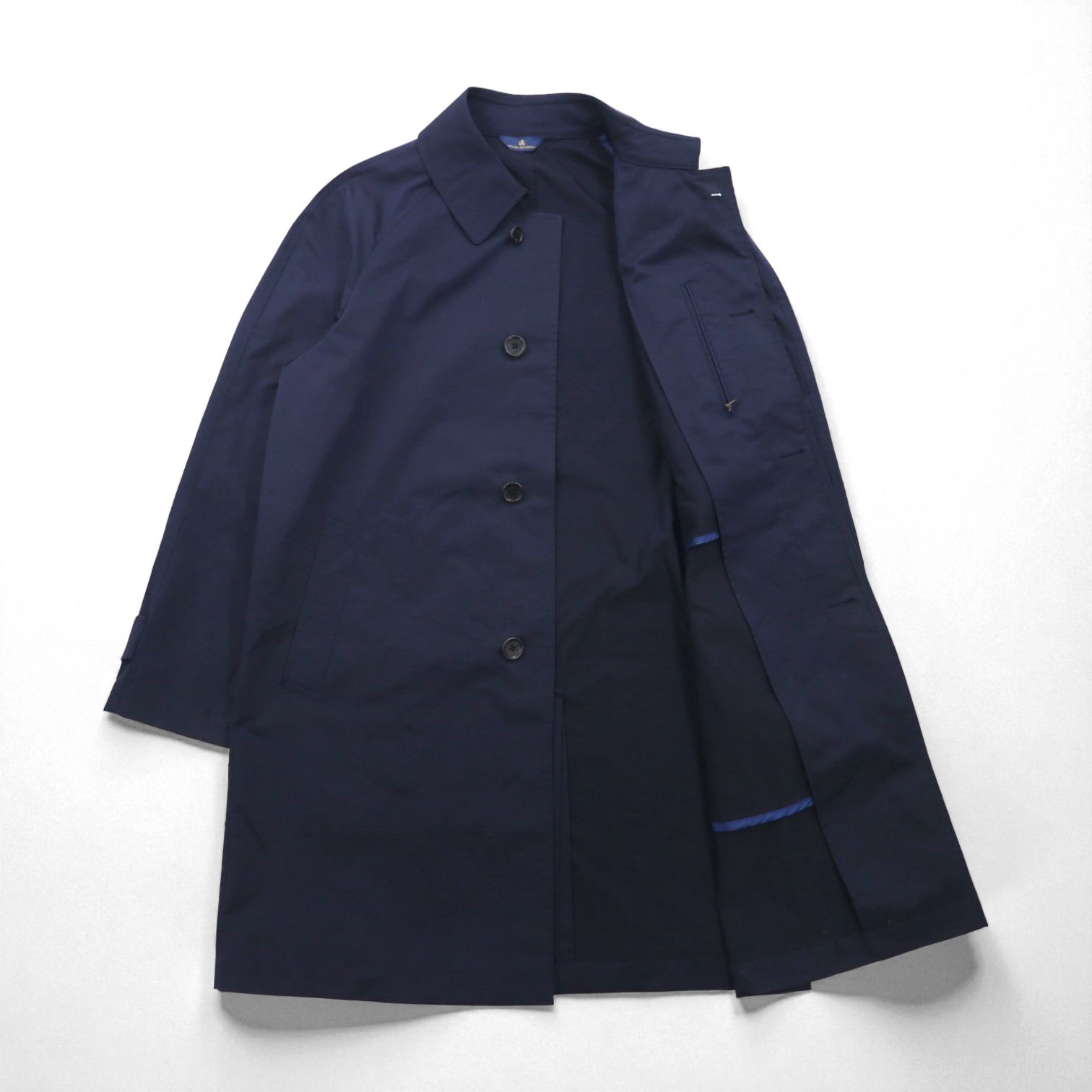 Brooks Brothers バルマカーン ステンカラーコート L ネイビー 比翼 チンストラップ