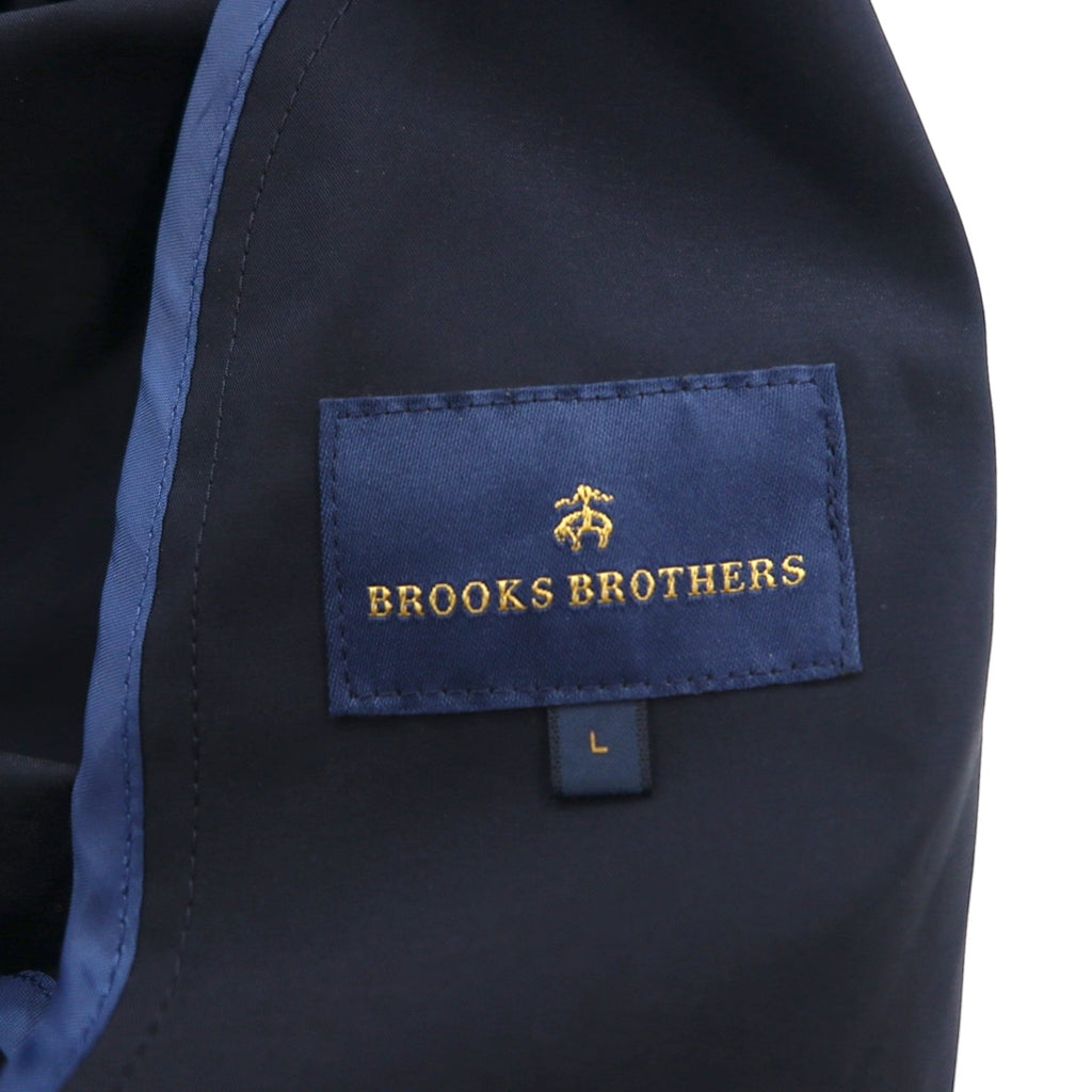 Brooks Brothers バルマカーン ステンカラーコート L ネイビー 比翼 チンストラップ
