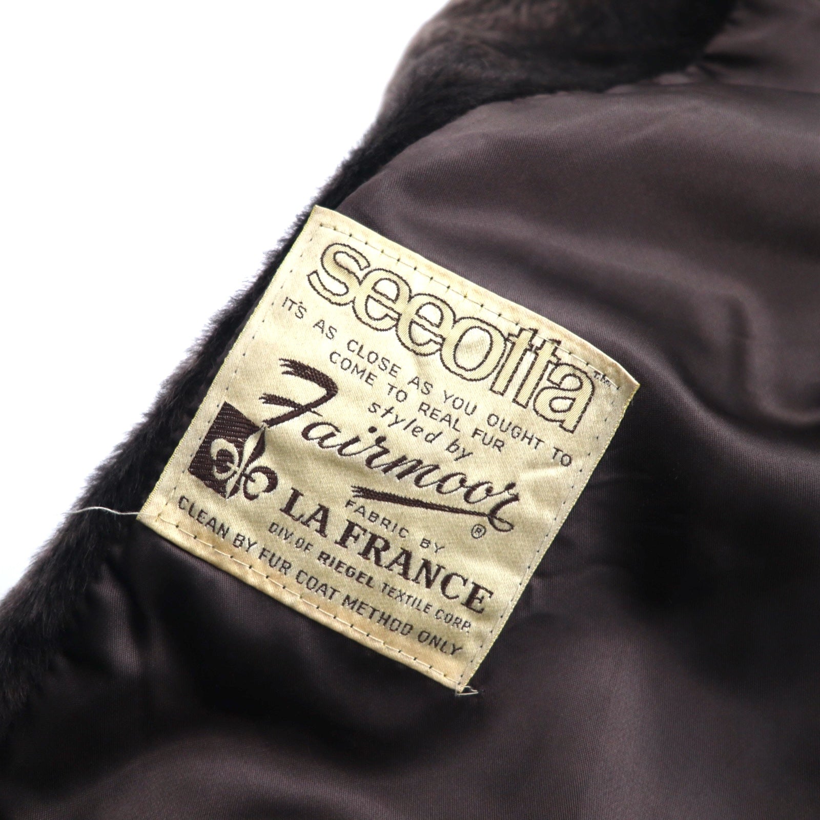 Vintage anni '60 Cappotto di pelliccia stile Fairmoor - Cappotto di pelliccia doppiopetto anni '60 made in France, taglia unica, marrone, con cintura