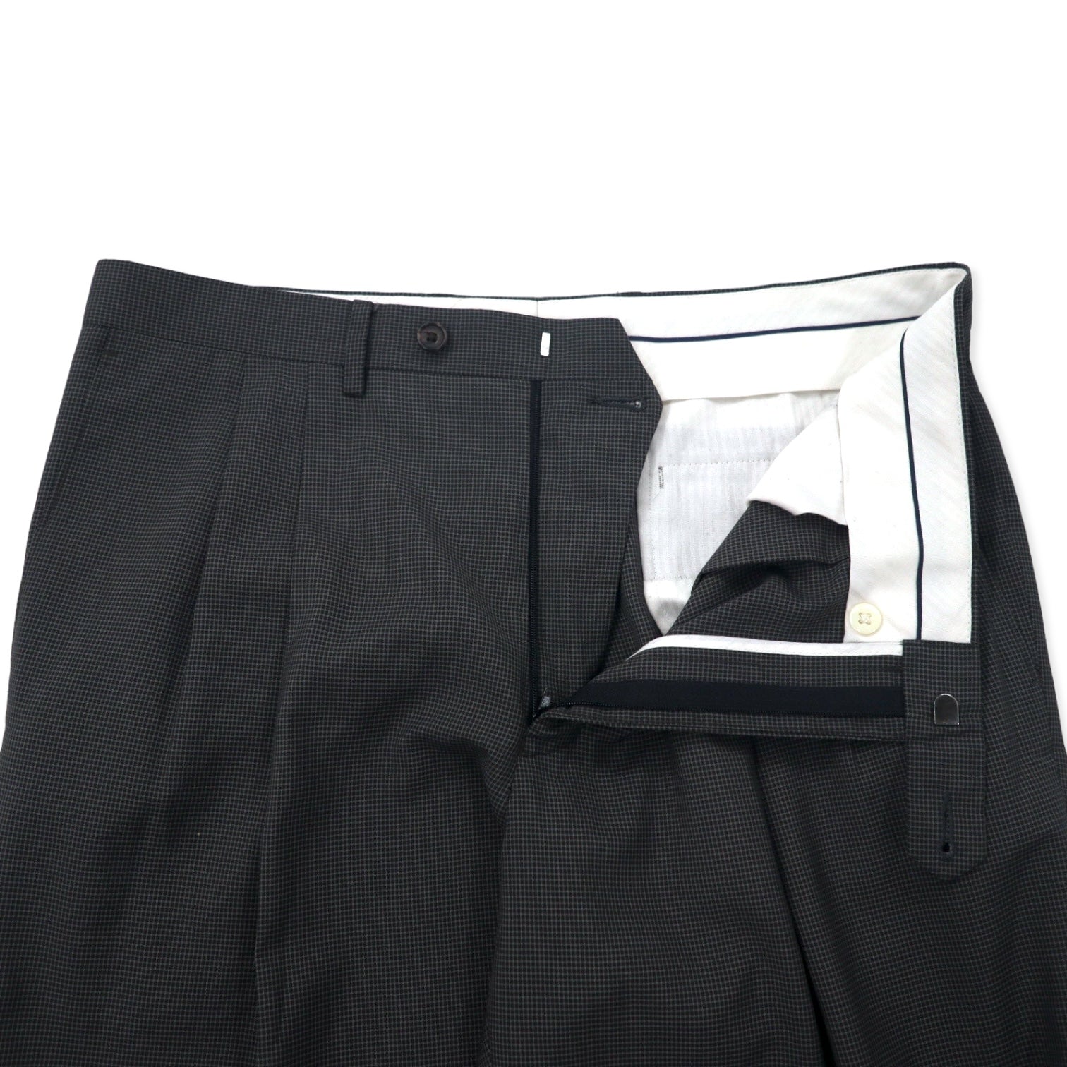 RALPH LAUREN Pantaloni con pinces larghi 2 pieghe 34 grigio a quadri poliestere lavabile