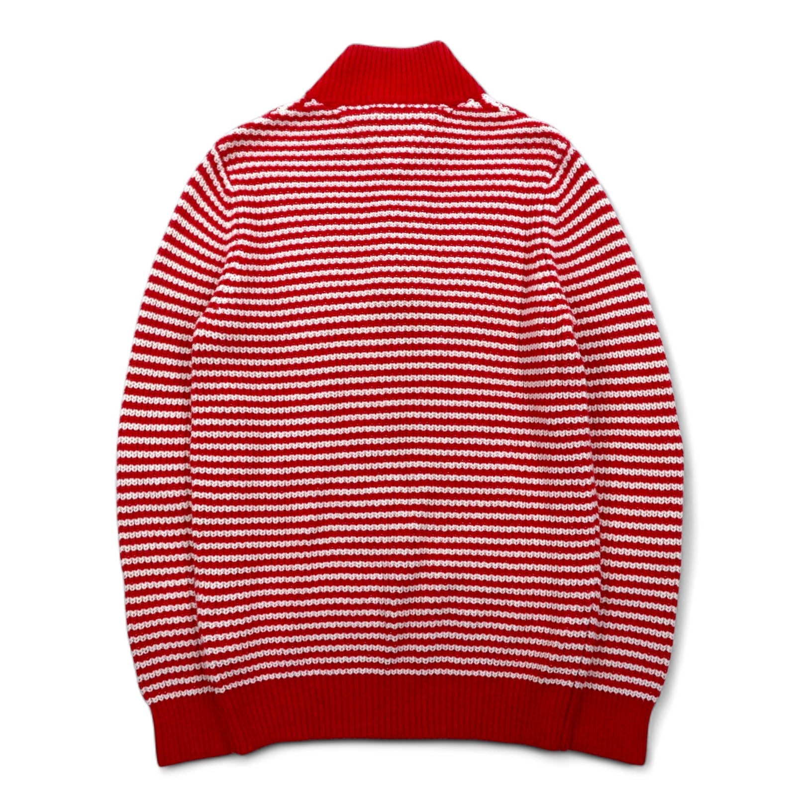 TOMMY HILFIGER Maglione in maglia waffle con mezza abbottonatura, taglia L, rosso a righe, a maglia larga
