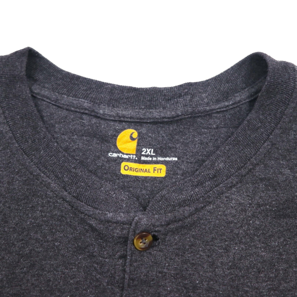 Carhartt T-shirt girocollo Henley 2XL grigio Original Fit tasca sul petto taglia grande made in Honduras