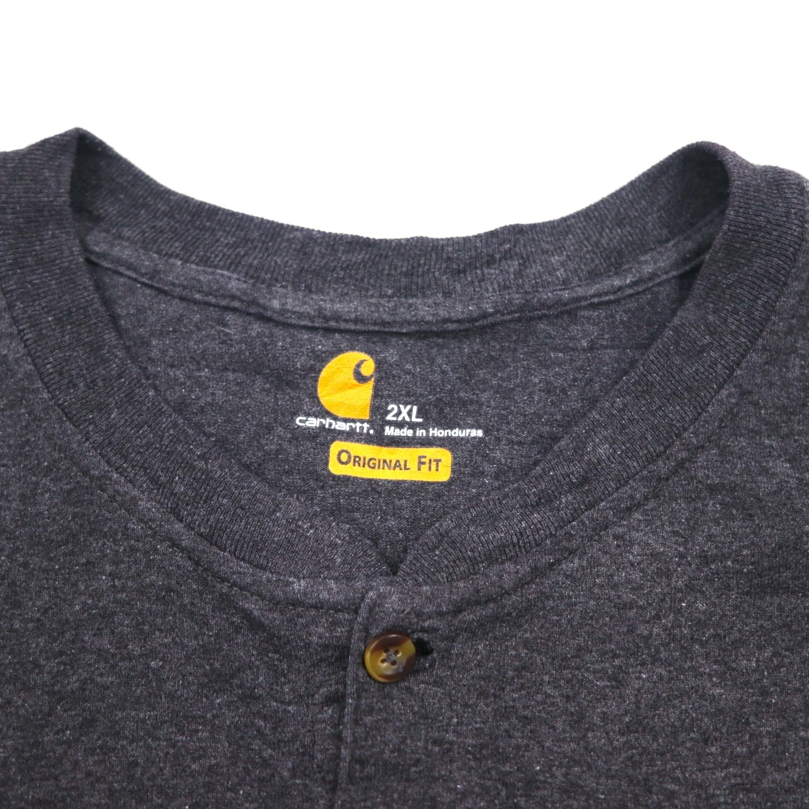 Carhartt T-shirt girocollo Henley 2XL grigio Original Fit tasca sul petto taglia grande made in Honduras