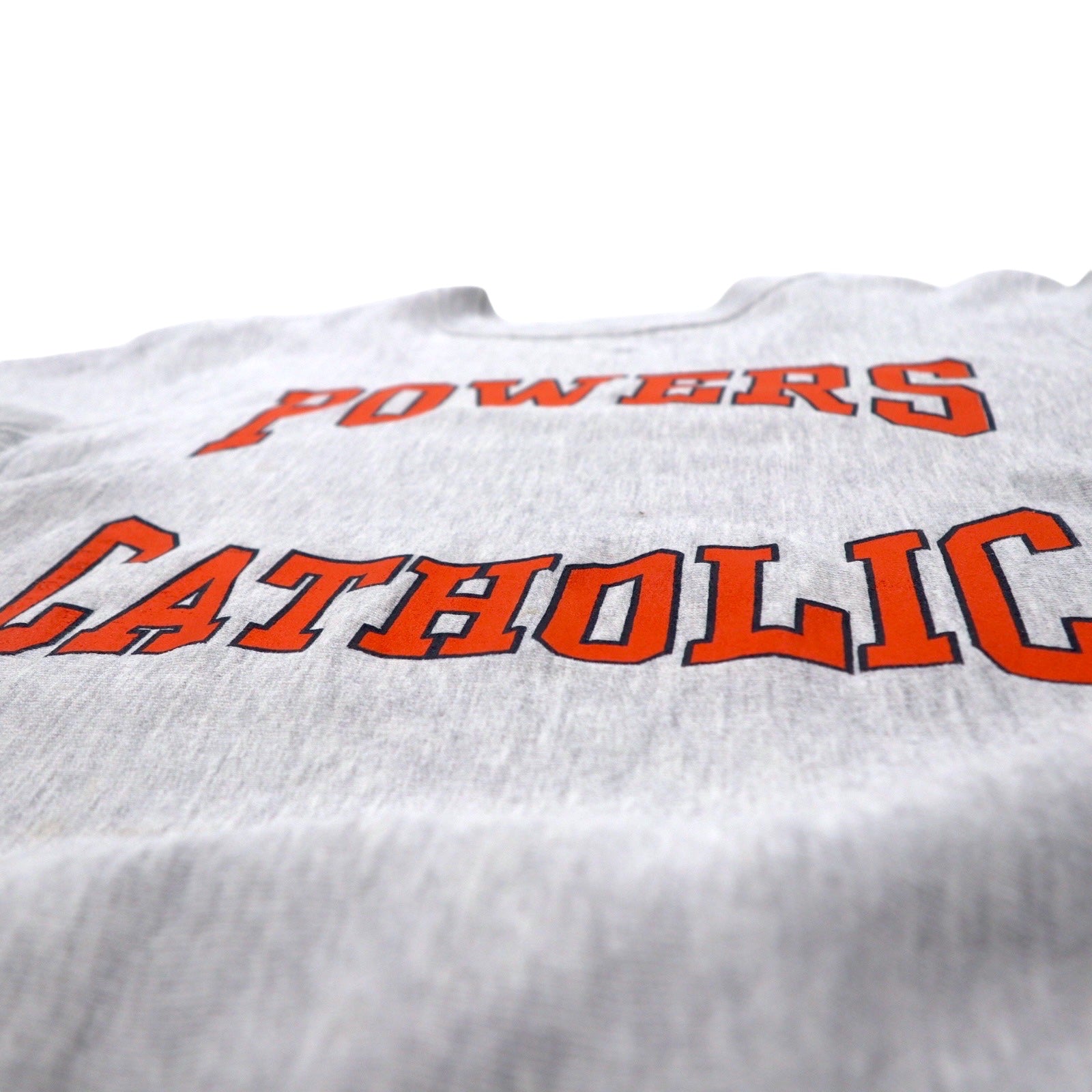 Felpa USA Gem SPORTSWEAR anni '90 Reverse Weave, taglia L, grigia, stampa POWERS CATHOLIC in cotone