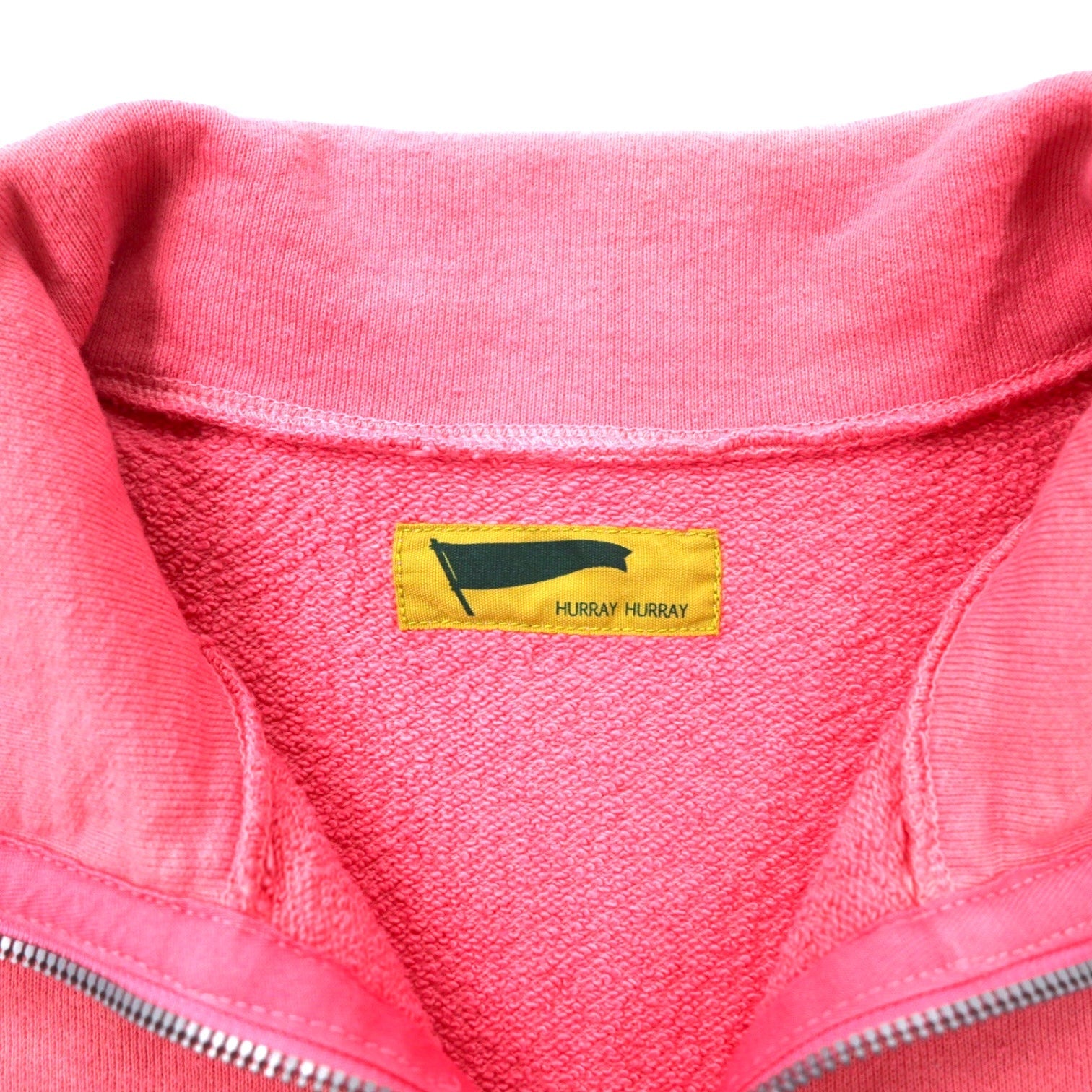 HURRAY HURRAY 半袖 ハーフジップ スウェット Tシャツ FREE ピンク コットン Ekiden Half Zip Sweat C4031-1 日本製