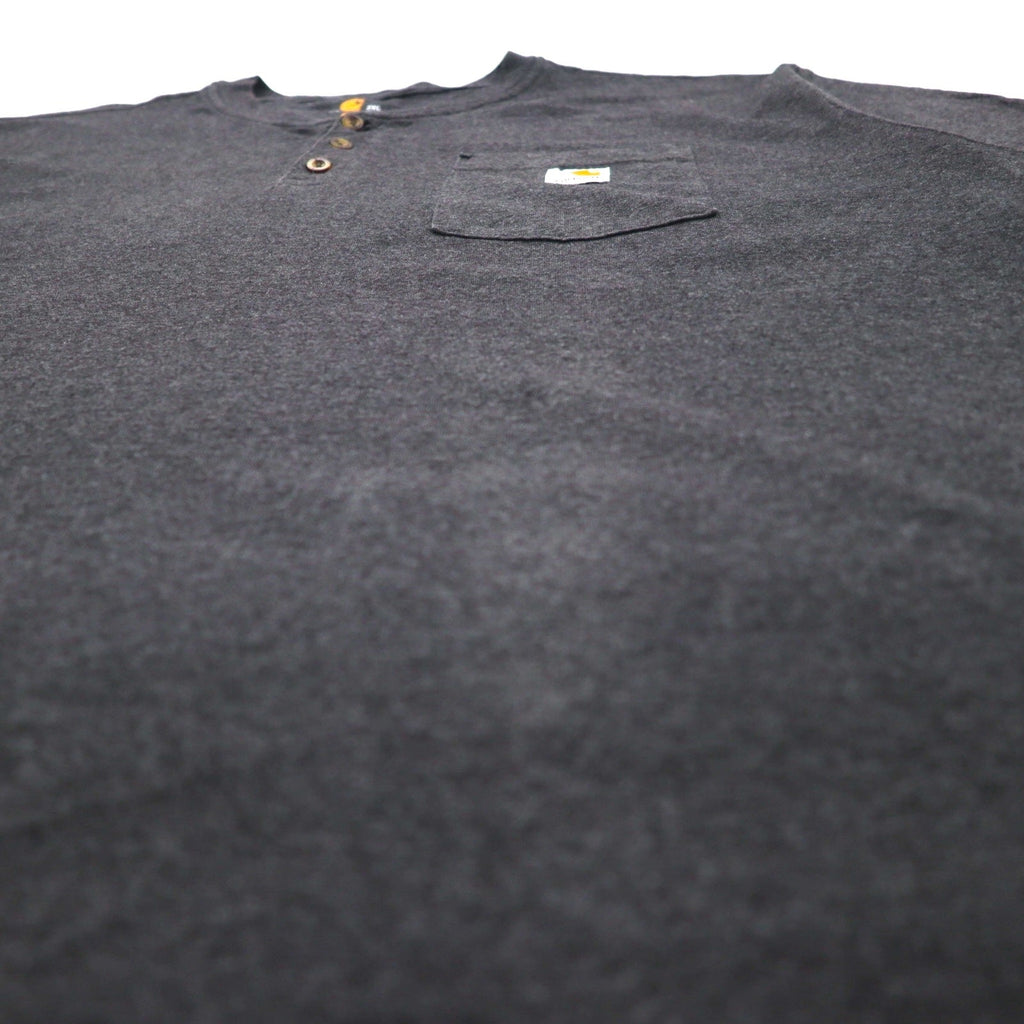 Carhartt T-shirt girocollo Henley 2XL grigio Original Fit tasca sul petto taglia grande made in Honduras
