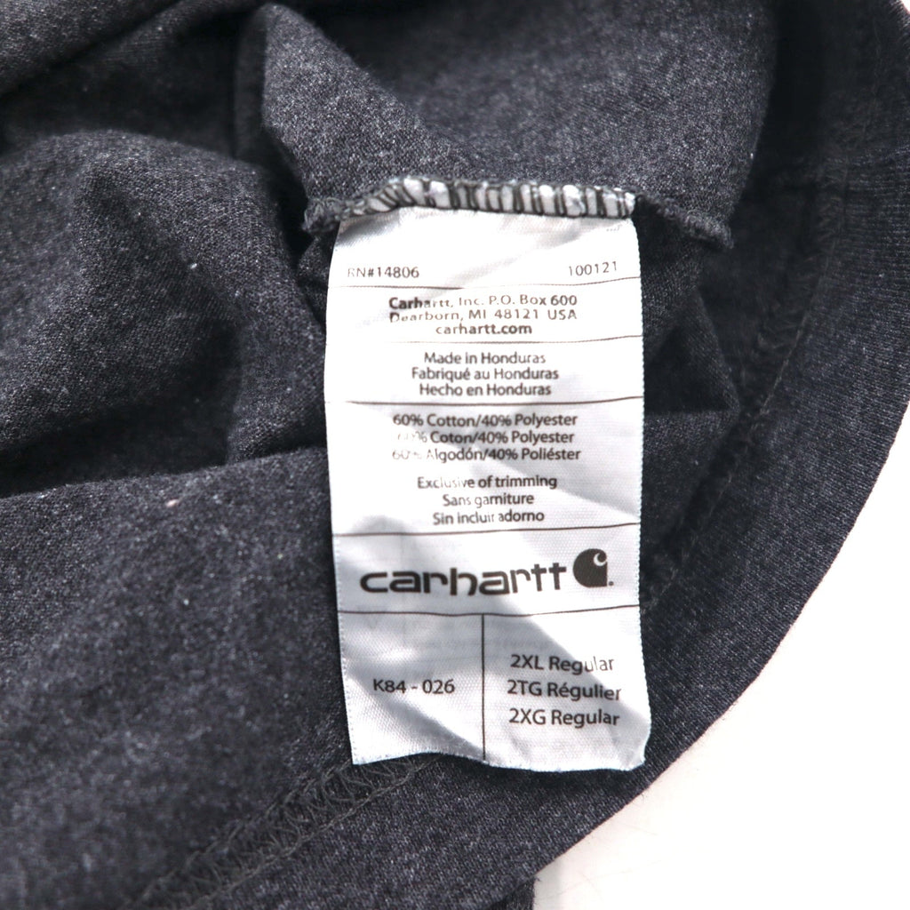 Carhartt T-shirt girocollo Henley 2XL grigio Original Fit tasca sul petto taglia grande made in Honduras