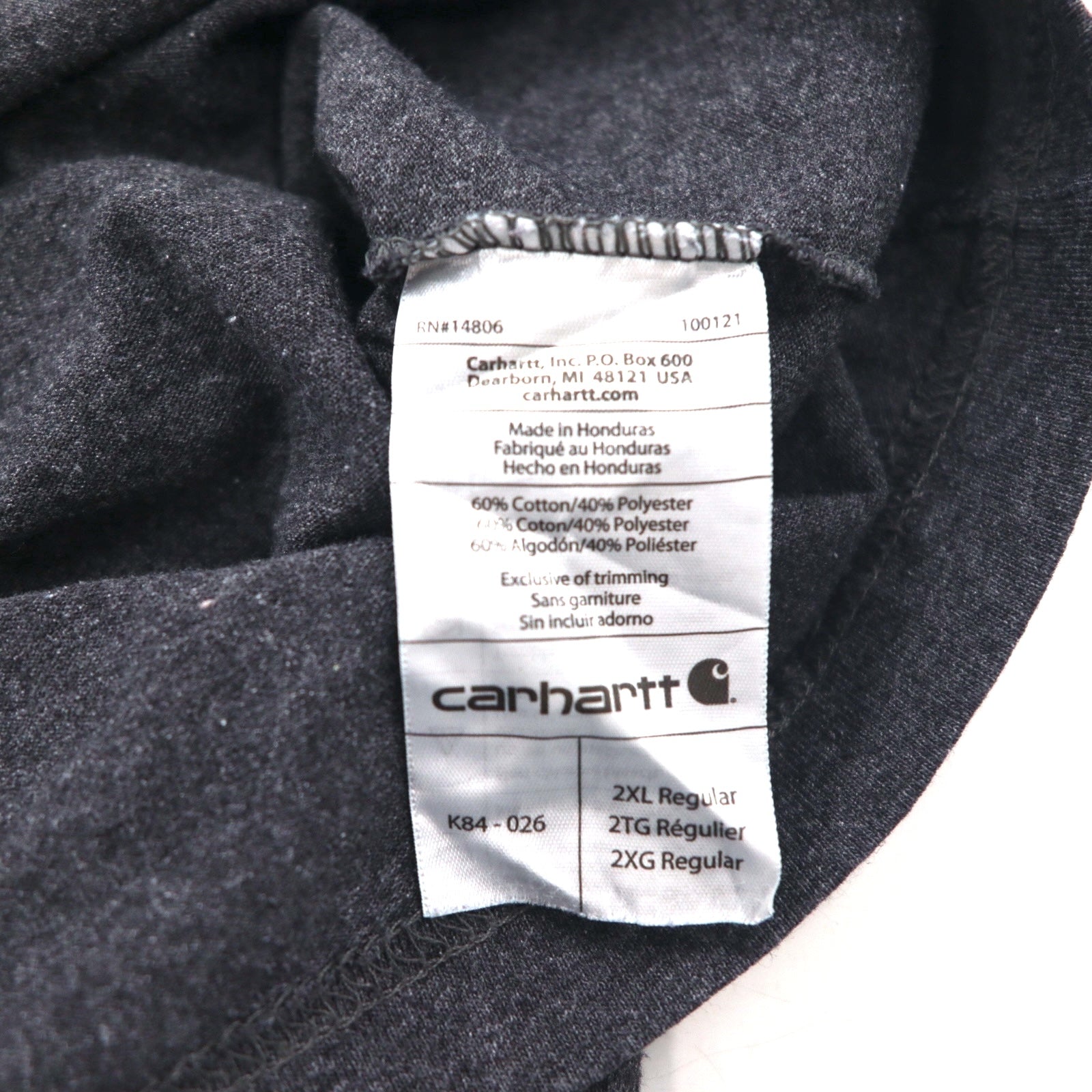 Carhartt T-shirt girocollo Henley 2XL grigio Original Fit tasca sul petto taglia grande made in Honduras